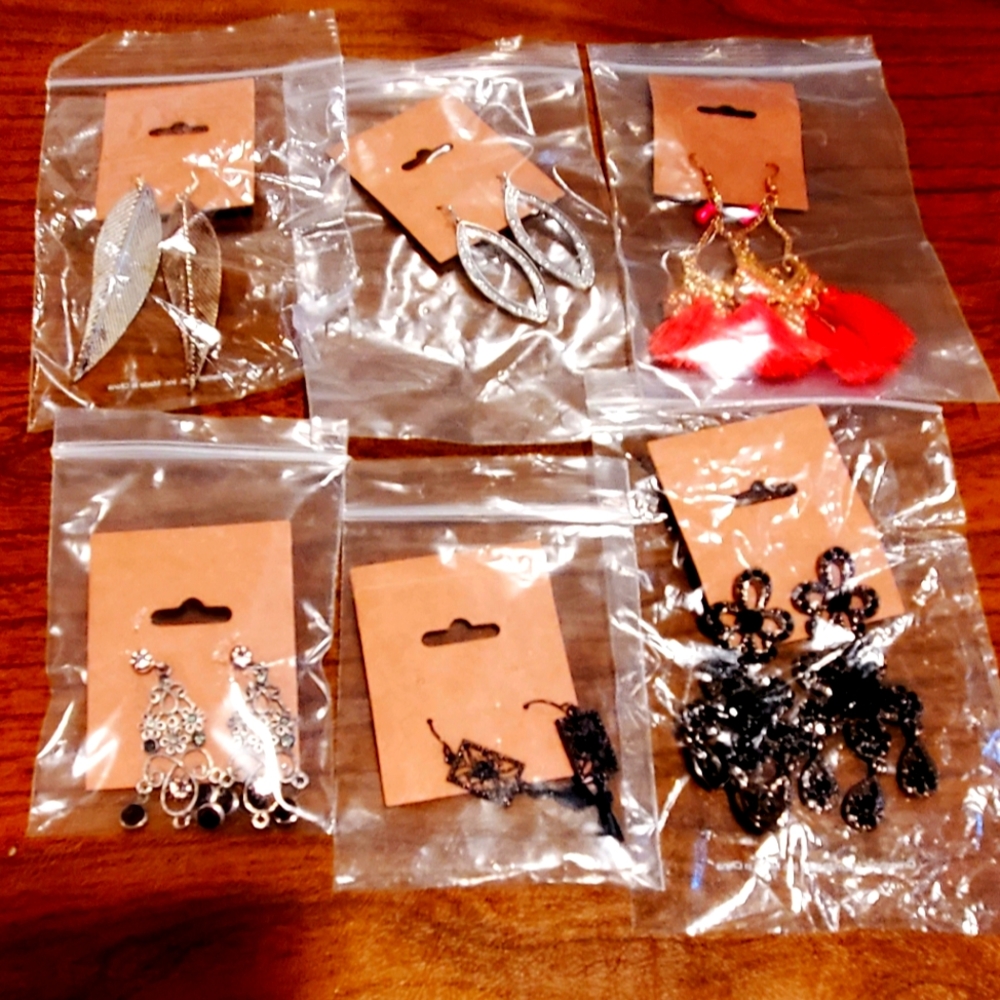 6 Pair Assorted Dangly Earrings for Pierced Ears